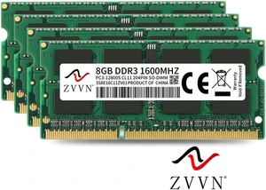 ZVVN 32GB Kit (4x 8GB) DDR3 1600 (PC3 12800) 204-Pin 1.5V SO-DIMM RAM Laptop Notebook Memory Model 3S8E16C11ZV04 ZVVN 32GB Kit (4x 8GB) DDR3 1600 (PC3 12800) 204-Pin 1.5V SO-DIMM RAM Laptop Notebook Memory Model 3S8E16C11ZV04