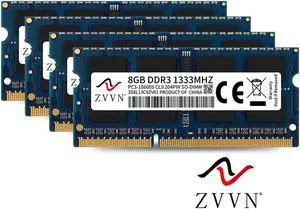ZVVN 32GB Kit (4x 8GB) DDR3 1333 (PC3 10600) 204-Pin 1.5V SO-DIMM RAM Laptop Notebook Memory Blue Model 3S8L13C9ZV04 ZVVN 32GB Kit (4x 8GB) DDR3 1333 (PC3 10600) 204-Pin 1.5V SO-DIMM RAM Laptop Notebook Memory Blue Model 3S8L13C9ZV04
