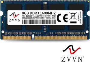 ZVVN 8GB DDR3 1600 (PC3 12800) 204-Pin 1.5V SO-DIMM RAM Laptop Notebook Memory Blue Model 3S8L16C11ZV01 ZVVN 8GB DDR3 1600 (PC3 12800) 204-Pin 1.5V SO-DIMM RAM Laptop Notebook Memory Blue Model 3S8L16C11ZV01