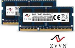 ZVVN 16GB Kit (2x 8GB) DDR3 1866 (PC3 14900) 204-Pin 1.5V SO-DIMM RAM Laptop Notebook Memory Blue Model 3S8L18C10ZV02 ZVVN 16GB Kit (2x 8GB) DDR3 1866 (PC3 14900) 204-Pin 1.5V SO-DIMM RAM Laptop Notebook Memory Blue Model 3S8L18C10ZV02