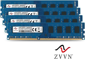 ZVVN 16GB Kit (4x 4GB) DDR3L 1866 (PC3L 14900) 240 Pin 1.35V CL10 DIMM PC RAM Desktop Computer Memory Blue Model 3U4L18C10ZV04-L ZVVN 16GB Kit (4x 4GB) DDR3L 1866 (PC3L 14900) 240 Pin 1.35V CL10 DIMM PC RAM Desktop Computer Memory Blue Model 3U4L18C10ZV04-L