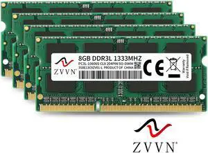 ZVVN 32GB Kit (4x 8GB) DDR3L 1333 (PC3L 10600) 204-Pin 1.35V SO-DIMM RAM Laptop Notebook Memory Model 3S8E13C9ZV04-L ZVVN 32GB Kit (4x 8GB) DDR3L 1333 (PC3L 10600) 204-Pin 1.35V SO-DIMM RAM Laptop Notebook Memory Model 3S8E13C9ZV04-L