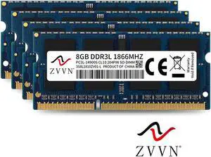 ZVVN 32GB Kit (4x 8GB) DDR3L 1866 (PC3L 14900) 204-Pin 1.35V SO-DIMM RAM Laptop Notebook Memory Blue Model 3S8L18C10ZV04-L ZVVN 32GB Kit (4x 8GB) DDR3L 1866 (PC3L 14900) 204-Pin 1.35V SO-DIMM RAM Laptop Notebook Memory Blue Model 3S8L18C10ZV04-L