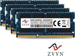 ZVVN 32GB Kit (4x 8GB) DDR3L 1066 (PC3L 8500) 204-Pin 1.35V SO-DIMM RAM Laptop Notebook Memory Blue Model 3S8L10C7ZV04-L ZVVN 32GB Kit (4x 8GB) DDR3L 1066 (PC3L 8500) 204-Pin 1.35V SO-DIMM RAM Laptop Notebook Memory Blue Model 3S8L10C7ZV04-L