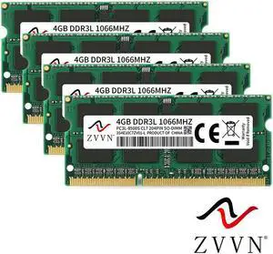 ZVVN 16GB Kit (4x 4GB) 204-Pin DDR3L SO-DIMM DDR3L 1066 (PC3L 8500) 1.35V Laptop Notebook Memory Model 3S4E10C7ZV04-L ZVVN 16GB Kit (4x 4GB) 204-Pin DDR3L SO-DIMM DDR3L 1066 (PC3L 8500) 1.35V Laptop Notebook Memory Model 3S4E10C7ZV04-L