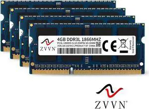 ZVVN 16GB Kit (4x 4GB) 204-Pin DDR3L 1866 (PC3L 14900) SO-DIMM RAM Laptop Notebook Memory 1.35V Model 3S4L18C10ZV04-L ZVVN 16GB Kit (4x 4GB) 204-Pin DDR3L 1866 (PC3L 14900) SO-DIMM RAM Laptop Notebook Memory 1.35V Model 3S4L18C10ZV04-L