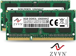 ZVVN 16GB Kit (2x 8GB) DDR3L 1066 (PC3L 8500) 204-Pin 1.35V SO-DIMM RAM Laptop Notebook Memory Model 3S8E10C7ZV02-L ZVVN 16GB Kit (2x 8GB) DDR3L 1066 (PC3L 8500) 204-Pin 1.35V SO-DIMM RAM Laptop Notebook Memory Model 3S8E10C7ZV02-L