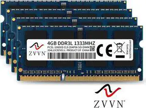 ZVVN 16GB Kit (4x 4GB) 204-Pin DDR3L 1333 (PC3L 10600) SO-DIMM RAM 1.35V Laptop Notebook Memory Model 3S4L13C9ZV04-L ZVVN 16GB Kit (4x 4GB) 204-Pin DDR3L 1333 (PC3L 10600) SO-DIMM RAM 1.35V Laptop Notebook Memory Model 3S4L13C9ZV04-L