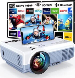 Projector with WiFi and Bluetooth, 5G WiFi Native 1080P 10000L 4K Supported,  Portable Outdoor Projector with Screen for Home Theater, Compatible with HDMI/USB/PC/TV Box/iOS and Android Phone