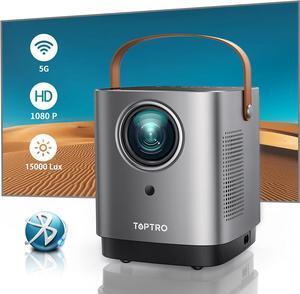 5G WiFi Bluetooth Projector, TOPTRO TR23 Outdoor Projector 1080P Supported 15000 Lumen, Mini Projector with 360 Degree Surround Sound, Dust-Proof, Projector Compatible with TV Stick, iOS, Android, PS5
