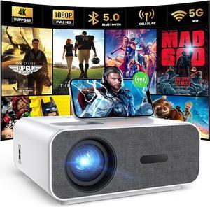 4K Support Projector with Wifi and Bluetooth,  Mini Portable Projectors for Outdoor Home Movie, Compatible with Laptop, Smartphone, TV Stick, Xbox, PS5