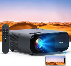 NexiGo PJ40 Projector with WiFi and Bluetooth, Native 1080P, 4K Supported, Projector for Outdoor Movies, 300 Inch, Zoomable, 20W Speakers, Home Theater, Compatible w/TV Stick, iOS, Android (Black)
