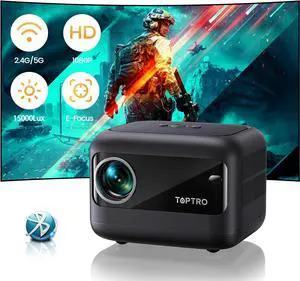[Electric-Focus] Mini Projector, TOPTRO TR25 Outdoor Projector with WiFi and Bluetooth 5.2, 15000 Lumens 1080P Full HD, ±40° Electric Keystone Correction, Portable Projector for iOS/Android/PS5