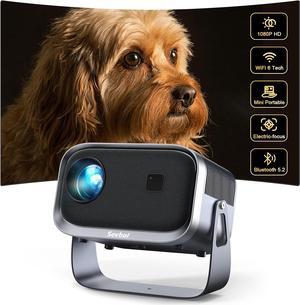 [360°Adjustable Stand] Mini Projector With WiFi And Bluetooth VB6, Sovboi Electric Focus Mini Portable Projector, 1080P Mini Bluetooth Ceiling Projector, Home Theater Projector, 2024 Upgraded Model