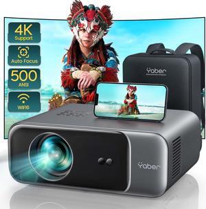[Auto Focus] YABER Pro V9 4K Projector with WiFi 6 and Bluetooth 5.2, 500 ANSI Native 1080P Outdoor Movie Projector, Auto 6D Keystone & 50% Zoom, Home Theater Projector for Phone/TV Stick/PC