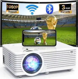 Projector with WIFI and Bluetooth, Updated 9500L Full HD 1080P Supported Home Movie projector, Portable Outdoor Projector Compatible with HDMI, USB, TV Stick, Smartphone, Laptop