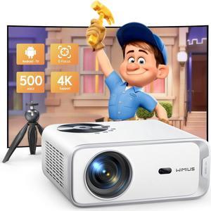 Electric Focus + Free TripodAndroid TV 4K Projector with Wifi6 & Bluetooth,Native 1080P Home Theater Movie Projector,4P Keystone Correction & Zoom,300 Portable outdoor projector with Netflix/Roku