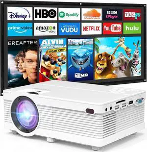 Mini Projector 7500Lumens Portable Projector Full HD 1080P Supported, Home Theater Projector Compatible with TV Stick, Phone, Games, HDMI, AV