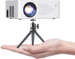 Mini Projector for iPhone, Portable Projector with 5G WiFi and Bluetooth, 1080P HD Projectorwith Tripod, 9500Lux Movie Projector for iOS/Android/PC/TV Stick/HDMI/AV/USB, Indoor & Outdoor use