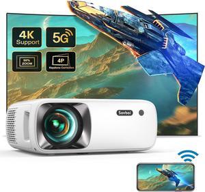 Projector 4K with WiFi and Bluetooth: Upgrade 650 ANSI Native 1080P Outdoor Projector, 4D/4P Keystone 450'' & 50% Zoom Sovboi Video Projector, SOI-Smart System Portable Projector for Outdoor/Home Use