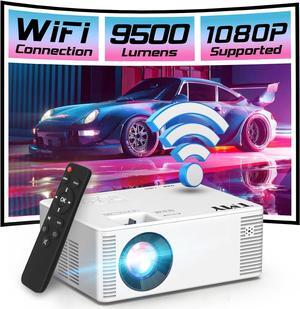 Mini WiFi Projector, 1080P HD Portable Projector with 9500 Lumen, Outdoor Movie Projector for Smartphone, Compatible with iOS/Android/PC/TV Stick/PS5/HDMI/AV/USB/TF