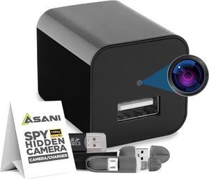 Asani Hidden Spy Camera USB Charger - Home & Office Security Nanny Cam with SD Card Slot, Motion Detection, Full HD Video, Smartphone Connectivity, Ideal for Monitoring Elderly Parents, Pets