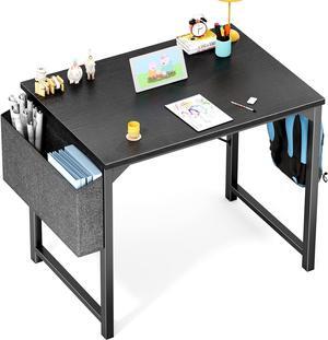 Small Computer Desk 32 Inch Home Office Work Study Writing Student Kids Bedroom Wood Modern Simple Table with Storage Bag & Headphone Hooks
