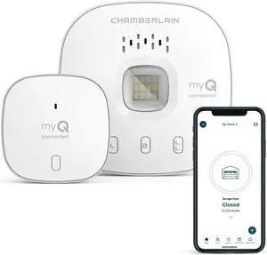 Smart Garage Control - Wireless Garage Hub and Sensor with Wifi & Bluetooth - Smartphone Controlled myQ-G0401-ES White