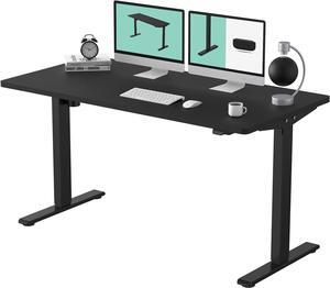 Standing Desk 55 x 28 Inches Stand Up Desk Workstation Home Office Computer Height Adjustable Desk (Black Frame + 55" Black Top 2 Packages)