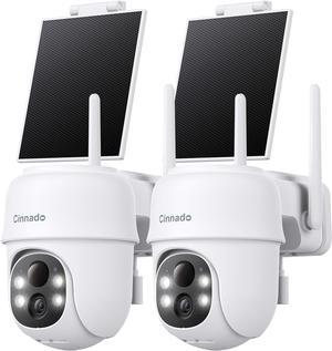 2K Cameras for Home Security-2.4G WiFi Outdoor Camera Wireless Solar/Battery Powered, 360° Viewing, Human Detection, Color Night Vision, Cloud/SD Storage, Works with Alexa/Google Home(2 Pack)