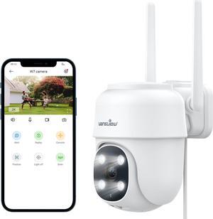 2K Security Cameras Wireless Outdoor-2.4G WiFi Home Security Cameras via Remote Control with Phone APP for 360° View, Color Night Vision, 24/7 SD Card Storage, Works with Alexa/Google Home
