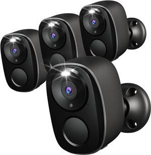 Rraycom 4Pack Security Cameras Wireless Outdoor,2K Battery Powered AI Motion Detection Siren Alarm Surveillance Indoor Home Camera, Color Night Vision, 2-Way Talk, Waterproof, Cloud/SD, Works w/Alexa