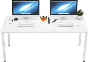63 inches X-Large Computer Desk, Composite Wood Board School Desk, Decent and Steady Home Office Desk/Workstation/Table, BS1-160WW, White and White Legs, 1 Pack
