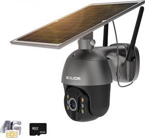 S600 3G/4G LTE Outdoor Solar Powered Cellular Security Camera Wireless,Pan Tilt 360°View Spotlight,1080p Night Vision,2 Way Talk,PIR Motion Sensor,No WiFi, US Version