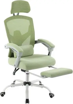 Office Computer Desk Chair, Gaming Chairs for Adults, High-Back Mesh Rolling Swivel Reclining Chairs with Wheels, Comfortable Lumbar Support, Comfy Arms for Home, Office, Gaming, Student, Green