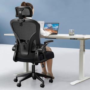 Office Chair,Ergonomic Desk Chair with Adjustable Headrest and Lumbar Support,High Back Mesh Computer Chair with Padded Flip-up Armrests,Swivel Task Chair,Tilt Function,Black
