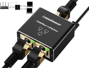 CableGeeker Ethernet Splitter 1 to 2 High Speed 1000Mbps, Gigabit RJ45 Internet Splitter with USB Power Cable, Network LAN Adapter for Cat 5/6/7/8 Cable [2 Devices Simultaneous Networking]
