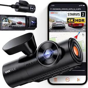 N4 Pro 3 Channel 4K WiFi Dash Cam, STARVIS 2 IMX678 Night Vision, 4K+1080P+1080P Front Inside and Rear Triple Car Camera, Voice Control, GPS, 4K HDR, 24 Hours Parking Mode, Support 512GB Max