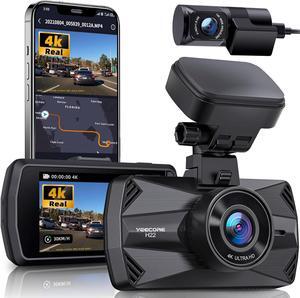 Dual Dash Cam, Real 4K+1080P Front and Rear, Built-in WiFi GPS, 3" IPS Screen, HDR Night Vision, 24H Parking Monitor, 157°Wide Angle Dash Camera for Cars, G-Sensor, Loop Recording (H22)
