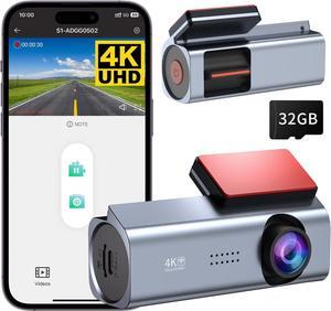 Dash Cam 4K Front Dash Camera for Cars 2160P WiFi Dashcam with APP 24 Hours Parking Mode WDR Free 32G Card G-Sensor Loop Recording Night Vision