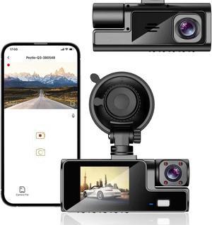 Car Dash Cam,Front and Inside 1080P FHD Dash Camera for Cars with Infrared Night Vision 140 Degrees Wide Parking Monitor Loop Recording APP (Black)