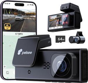 P2 Trio 3 Channel 4K WiFi Dash Cam, 4K+1080P+1080P Front and Rear Inside Triple Car Camera, Free 64GB Card, 5G Wi-Fi Dual DashCam, IR Night Vision, Voice Control, GPS, 24H Parking Mode