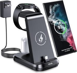 36W USB C Super Fast Charging Station for Samsung Phones Watches Earbuds, VCVS 3 in 1 Wireless Charger for Samsung Galaxy Watch 6/5/4/3, Galaxy S23/S22/21/20/10,Note20/10,Z Fold/Flip 5/4, USB-C Buds
