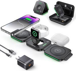 3 in 1 Magnetic Foldable Charger,Wireless Charging Station for Travel,Charging Pad Compatible for iPhone 14/13/12/Pro/Max/Mini,AirPods Wireless/Pro,iWatch Ultra/8/7/6/5/4/3/2