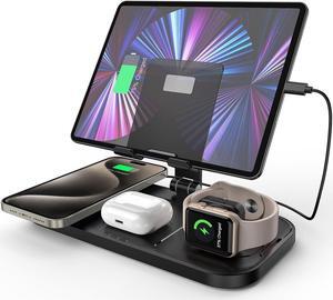 Wireless Charger 4 in 1 for Apple Charging Station for iPhone 15 Pro Max/14/13 Series, AirPods Pro 2, iPad Stand, Watch Charger for iWatch Series 9/8/7, Wireless Charging Station for Multiple Devices