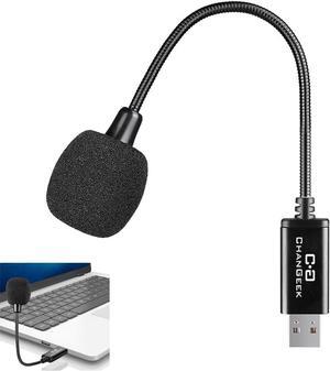 CHANGEEK Mini USB Microphone for Laptop and Desktop Computer, with Gooseneck & Universal USB Sound Card, Compatible with PC and Mac, Plug & Play, Ideal Condenser Mic for Remote Work, Online Class