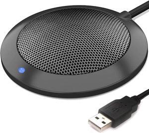 Conference USB Microphone, Computer Desktop Mic with LED Indicator,  Plug & Play Omnidirectional Condenser PC Laptop Mics for Online Meeting/Class,Skype,Recording,Chatting,Zoom,(Windows/Mac OS X)