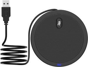 Conference USB Microphone, Computer Desk Mic with Mute Button and LED Indicator, Plug & Play Omnidirectional PC Laptop Mics for Online Meeting,Class,Skype,Recording,Zoom(No Speakers Included)