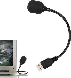 Mini USB Microphone for Laptop and Desktop Computer,Plug&Play,with Adjustable Gooseneck,Compatible with PC&Mac,Portable Condenser Mic for Online Class,Remote Work,Gaming,Podcasting(Black)
