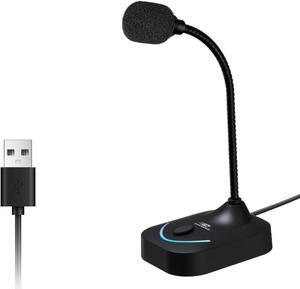 USB Microphone for Computer, PC/Laptop Mic, Mute Button with LED Indicator, Plug &Play Desktop Microphone for Streaming, Recording, Dictation, Podcasting, YouTube, Skype, Games